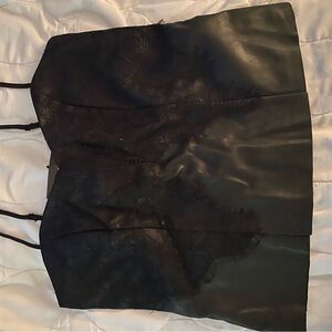 Black Lace and Leather Bustier Top